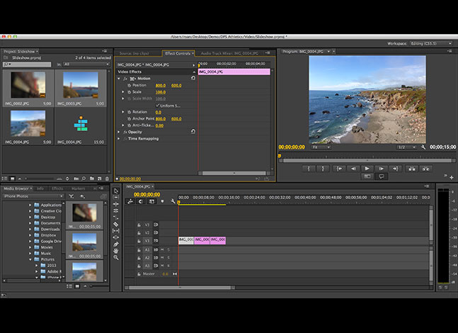 Screenshot of Adobe Premiere