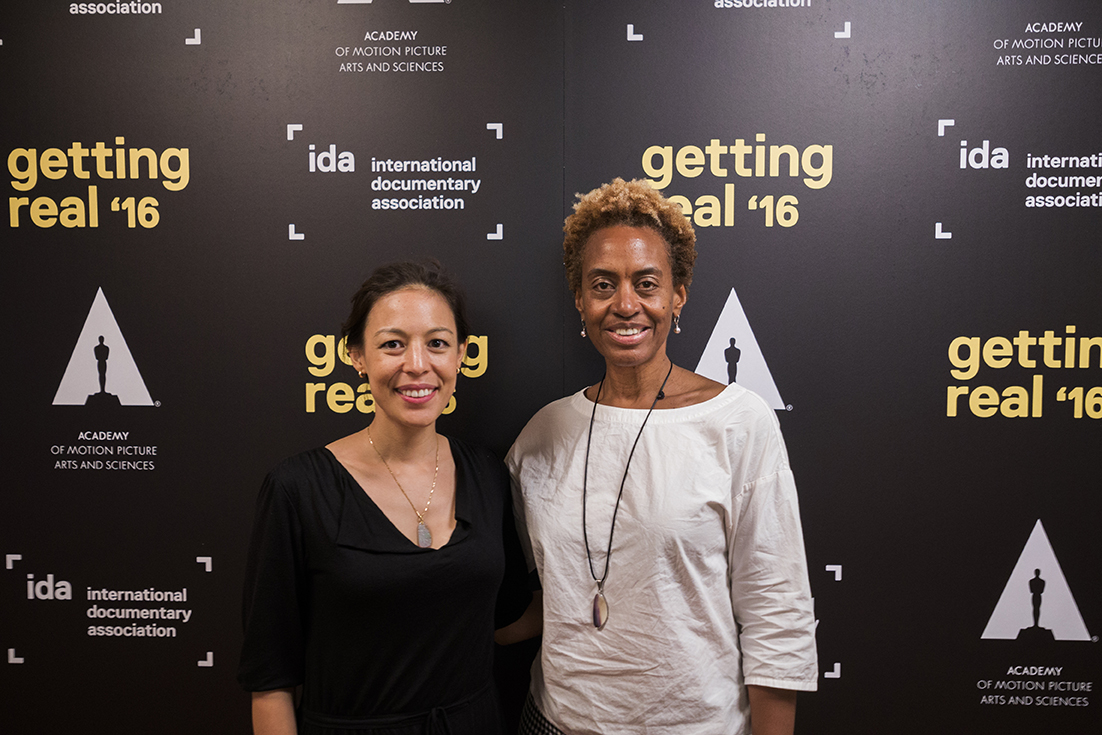 Marcia Smith with filmmaker Sonia Kennebeck (National Bird) at Getting Real '16. Photo: Susan Yin
