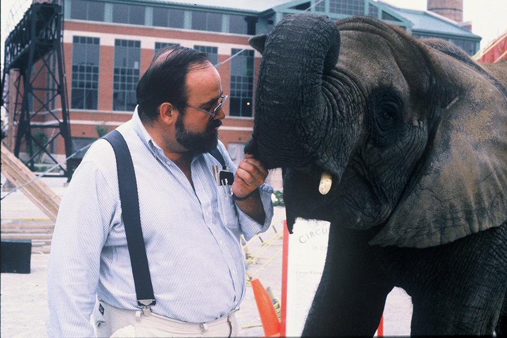 David Balding and Flora the elephant, subjects of Lisa Leeman's 'One Lucky Elephant'