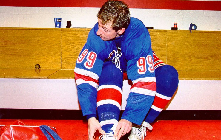Hockey superstar Wayne Gretzky, a subject of ESPN's signature documentary series, <em>SportsCentury</em>. Courtesy of New York Rangers