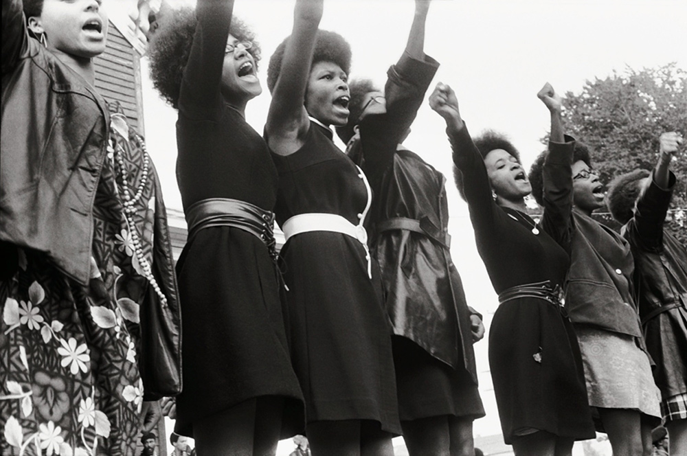 Black Panthers from Sacramento, Free Huey Rally, Bobby Hutton Memorial Park in Oakland, CA, USA, 1969. From Stanley Nelson's 'The Black Panthers: Vanguard of the Revolution.' Photo courtesy of Pirkle Jones and Ruth-Marion Baruch.