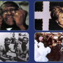 Clockwise: top-left: Desmond Tutu in 'Long Night's Journey into Day', 'The Eyes of Tammy Faye, Local Bronx Casita in 'Americanos', Albrecht Becker (l), in 'Paragraph 175' before he joined the German Army in 1940.