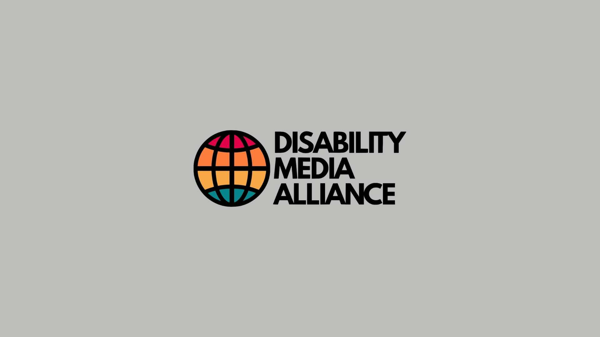 A globe with red, orange, yellow, and green stripes next to the text "Disability Media Alliance."
