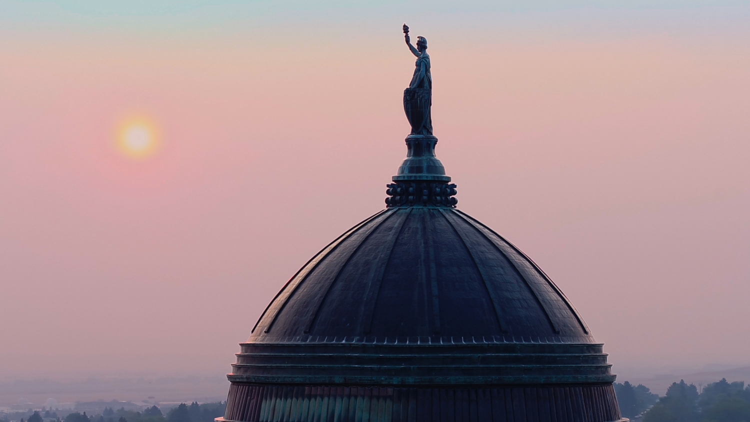 The Montana State Capitol building at dawn. From Kimberly Reed's "Dark Money," which opens in theaters July 13 through PBS Distribution. Courtesy of POV