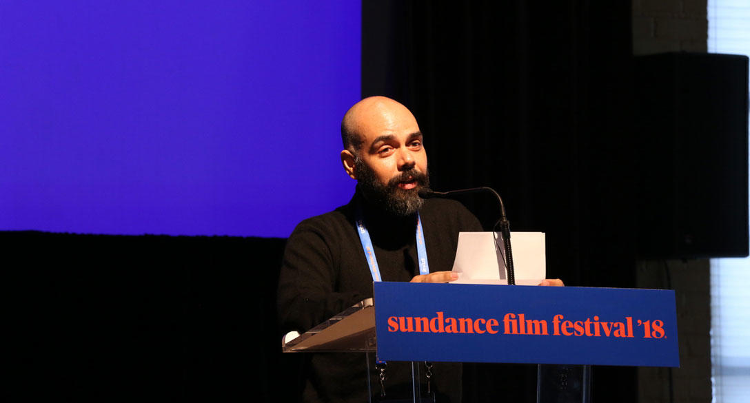 Filmmaker Pedro Kos, keynote speaker at the Art of Editing Reception. Courtesy of Tom White.