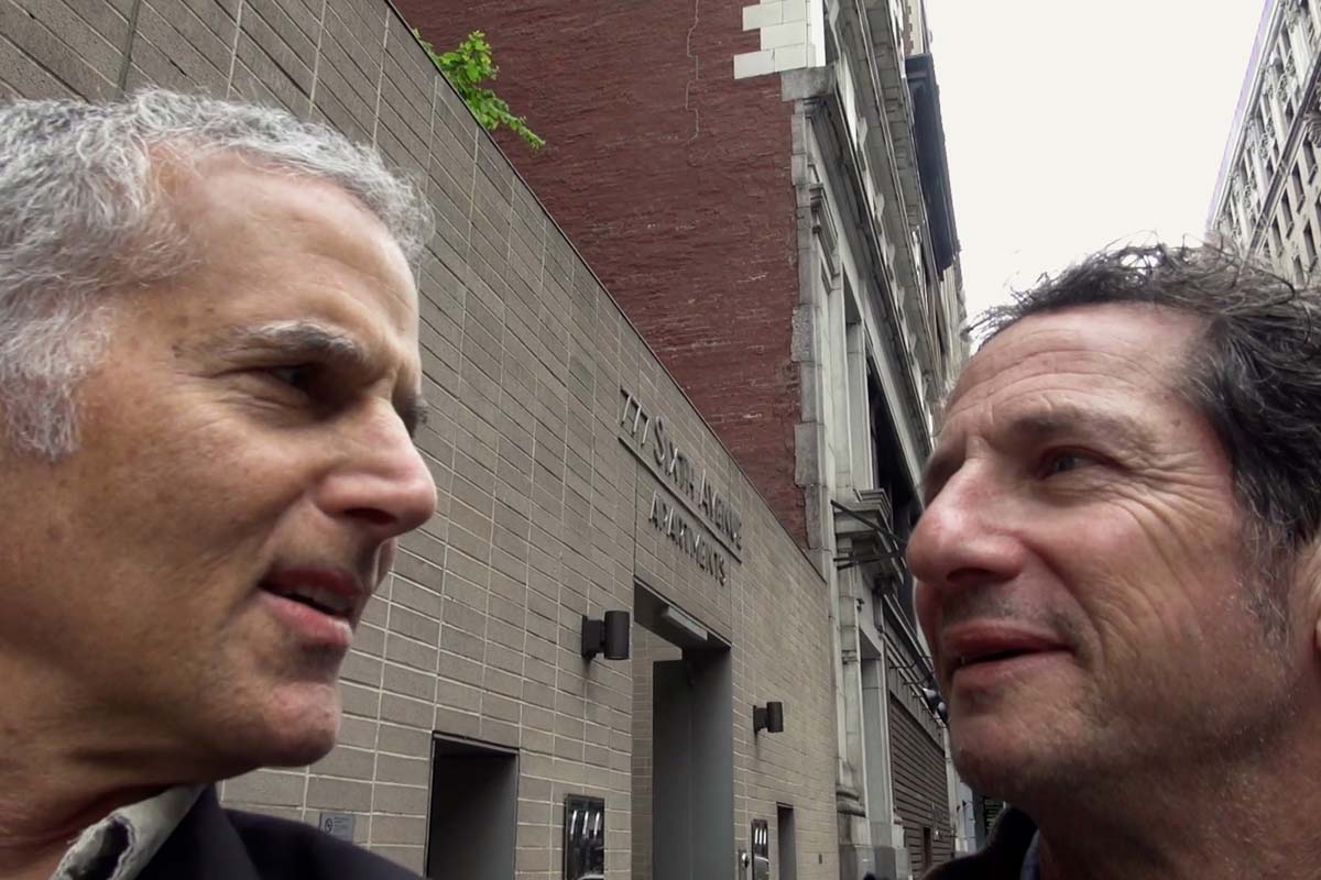 Jay Rosenblatt is a middle-aged white man seen here taking a selfie with Richard Silberg, a middle-aged white man with darker hair. From Jay Rosenblatt’s ‘When We Were Bullies.’ Courtesy of HBO. 