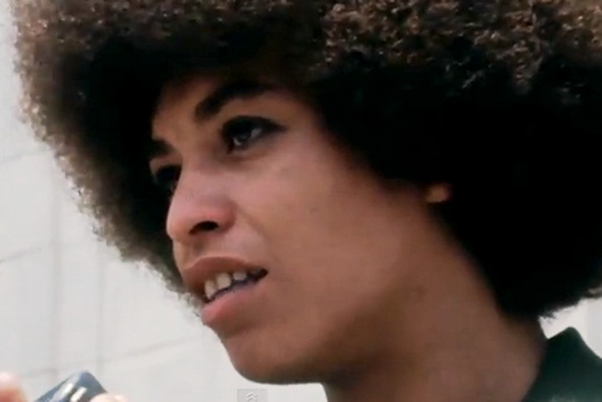 A close up of Angela Davis, an African-American female activist, with an Afro. From Shola Lynch’s ‘Free Angela & All Political Prisoners.’ Courtesy of the film’s Facebook page. 