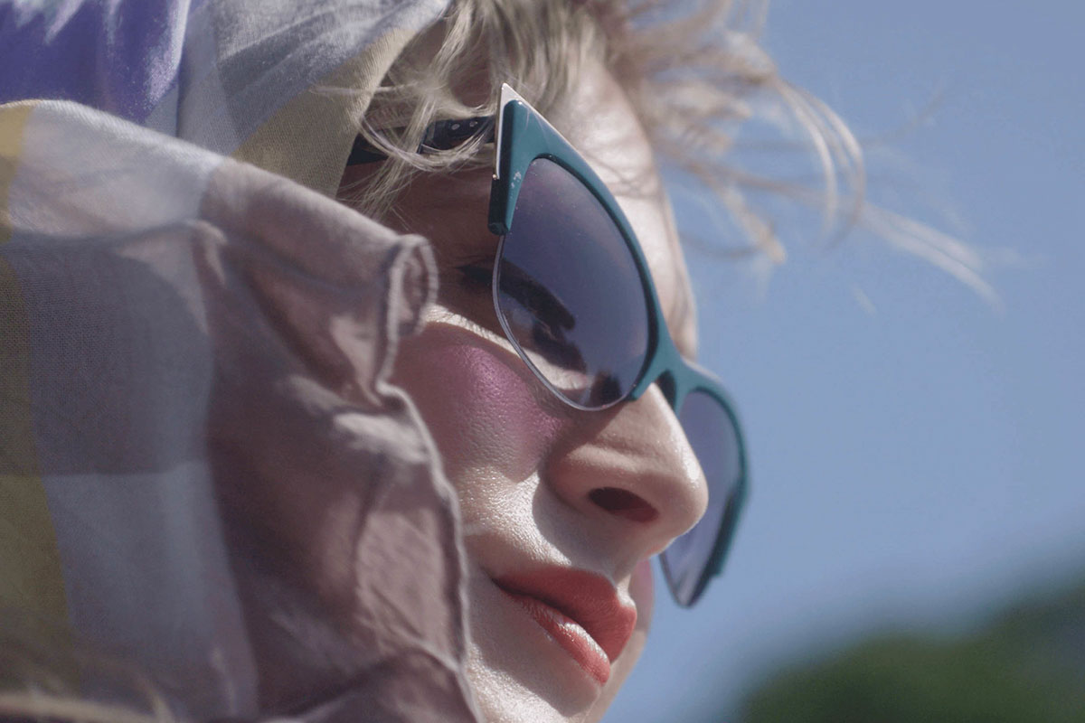 A close-up of a trans woman wearing a head scarf and sunglasses.From 'Framing Agnes' by Chase Joynt, which won two prizes at the Sundance Film festival. Courtesy of Sundance Institute | photo by Ava Benjamin Shorr.