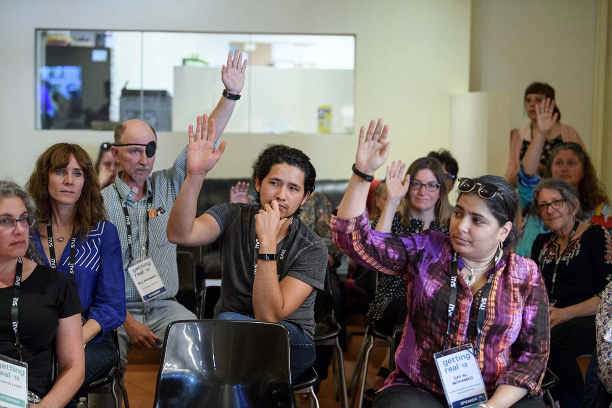 Participants at the first gathering of FWD-Doc members, at the 2018 Getting Real conference. Photo courtesy of AMPAS