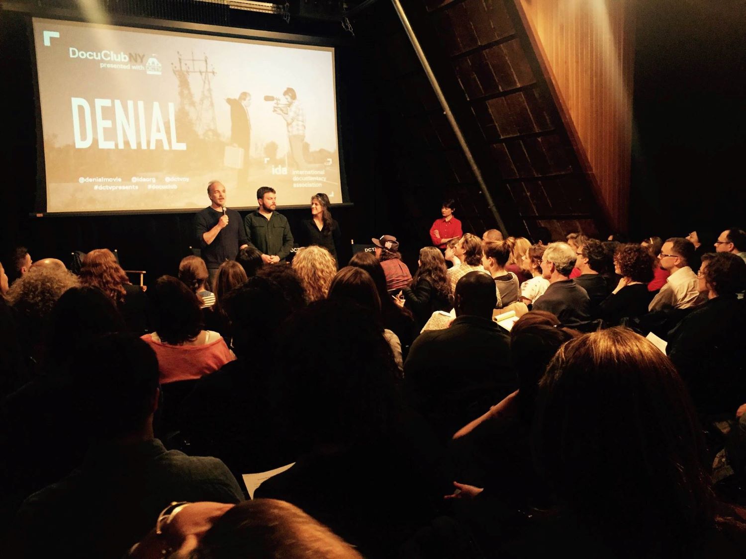 From the 2016 DocuClub screening of Derek Hallquest's 'Denial.' Left to right: Producer Aaron Woolf, director Derek Hallquist and editor Anoosh Tertzakian. Photo: Simon Kilmurry