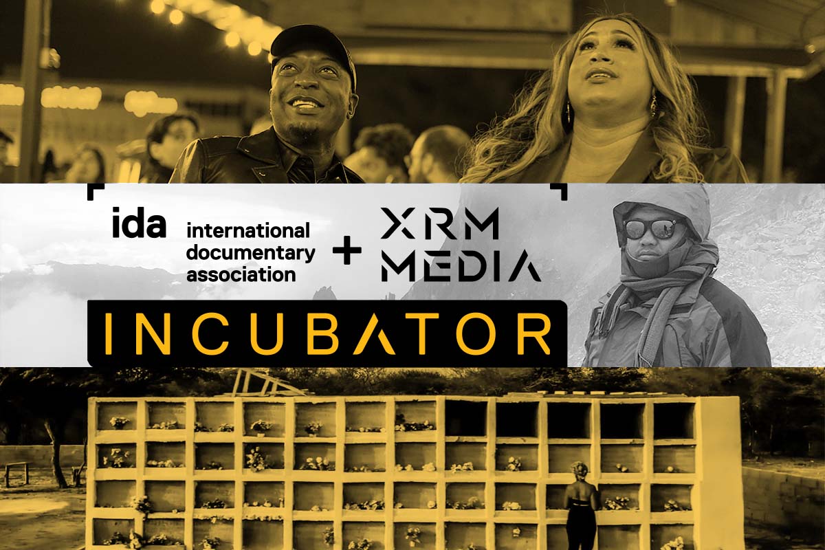 A three panel graphic with stills from the IDA XRM Media Incubator. The IDA XRM Media Incubator logo is overlaid on top.