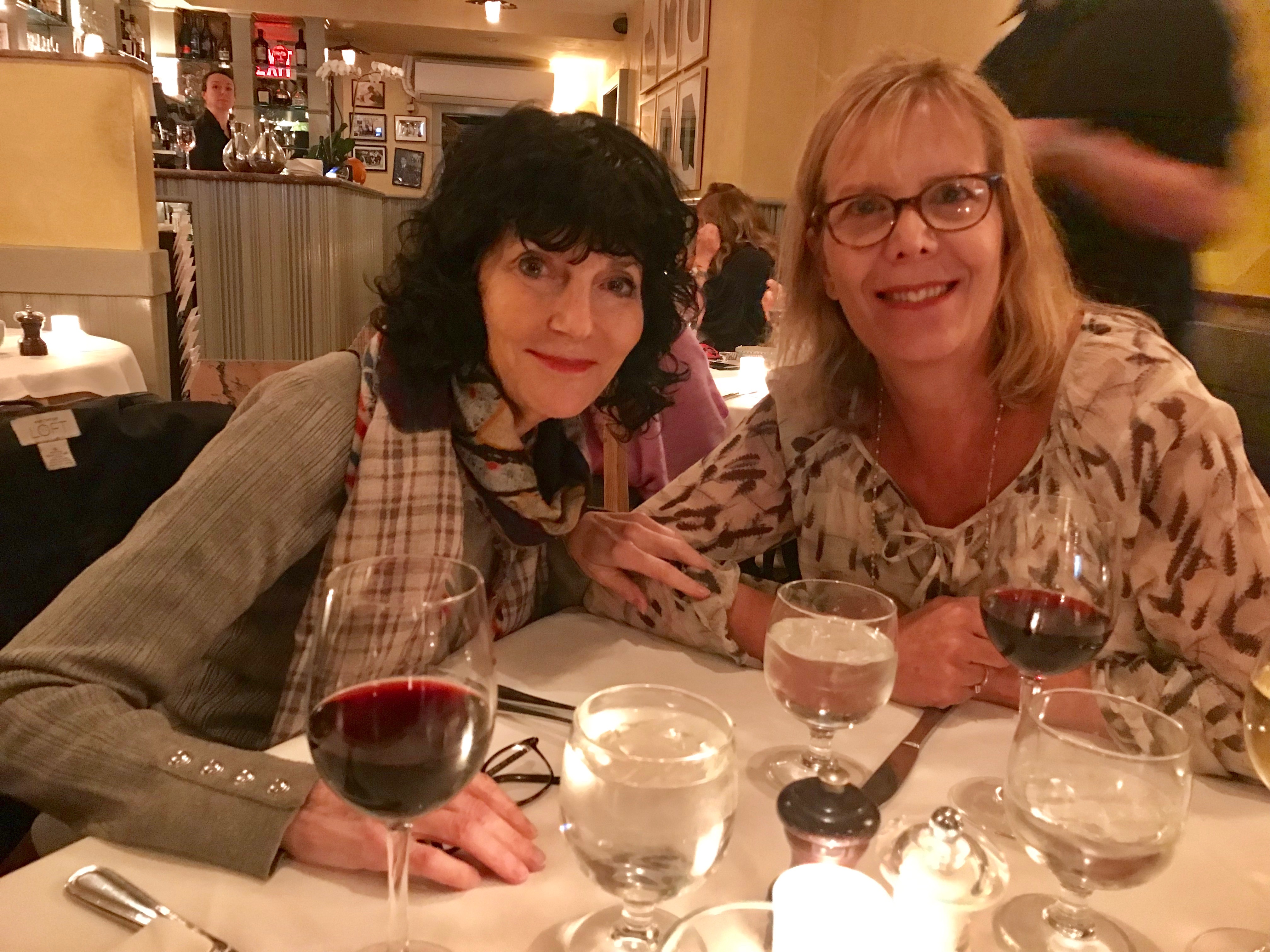 Photo of Nancy Buirski and Chris Pennebaker Hegedus at dinner.