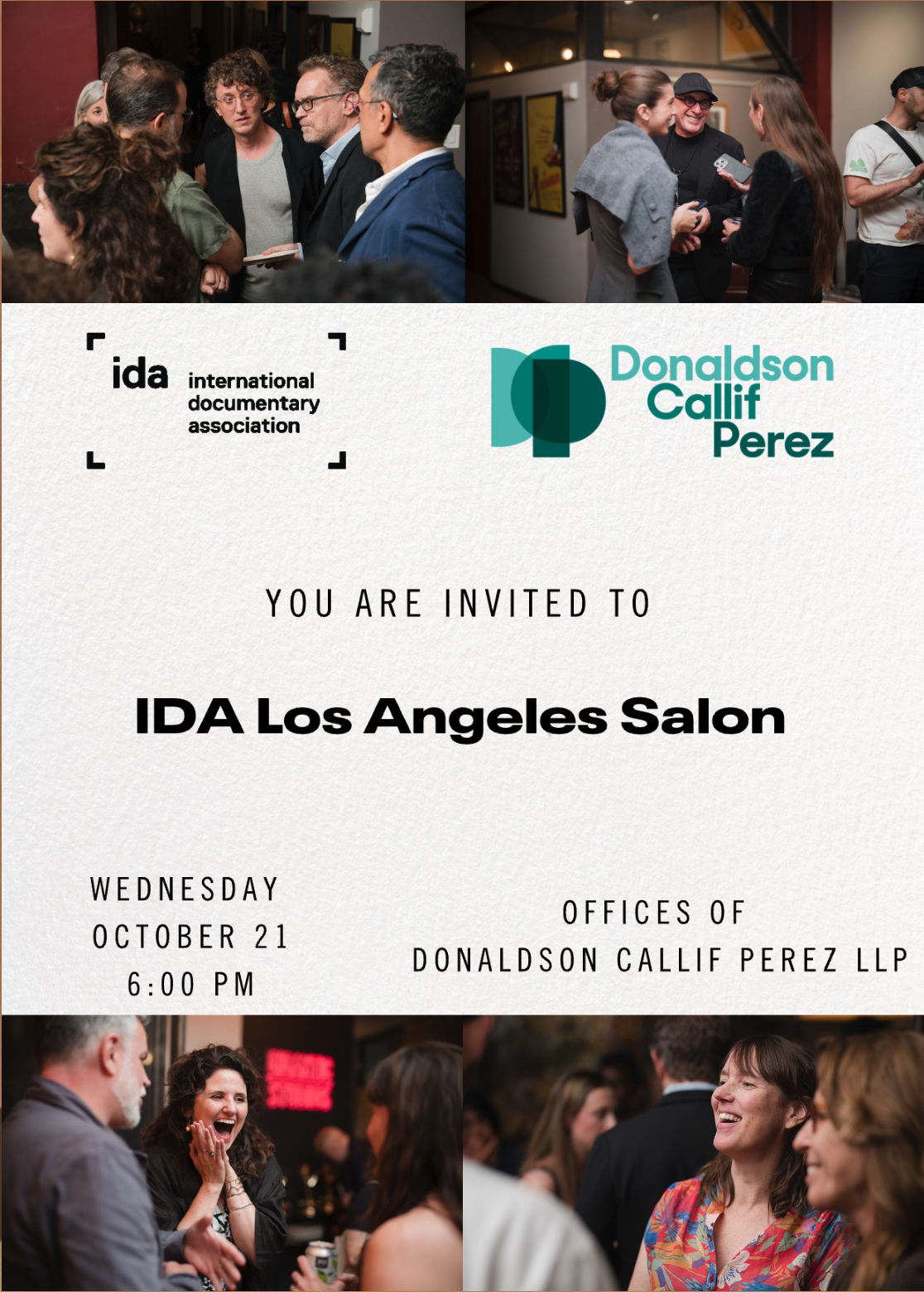 IDA Los Angeles Salon. Wednesday October 21, 6PM PT