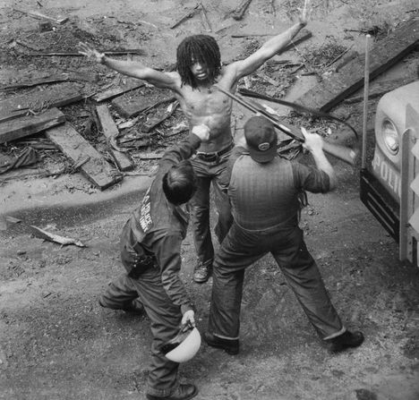 A confrontation in 1978. Courtesy of Zeitgeist Films