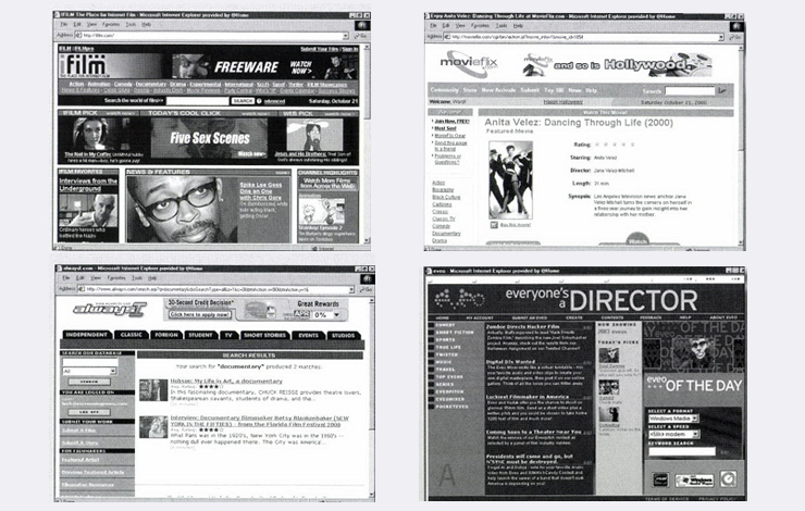 Screen capture of FILM, MovieFlix.com, ALWAYSi and Eveo.com