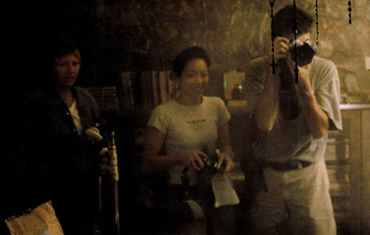 Jessica Yu (center), director of In the 'Realms of the Unreal,' with cinematographer Russ Harper (right).