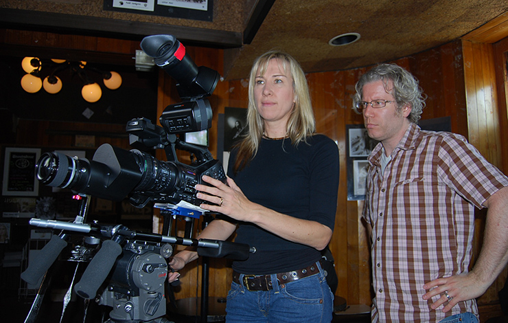 Arlene Nelson (left), cinematographer of <em>Troubadors</em>, and Eddie Schmidt