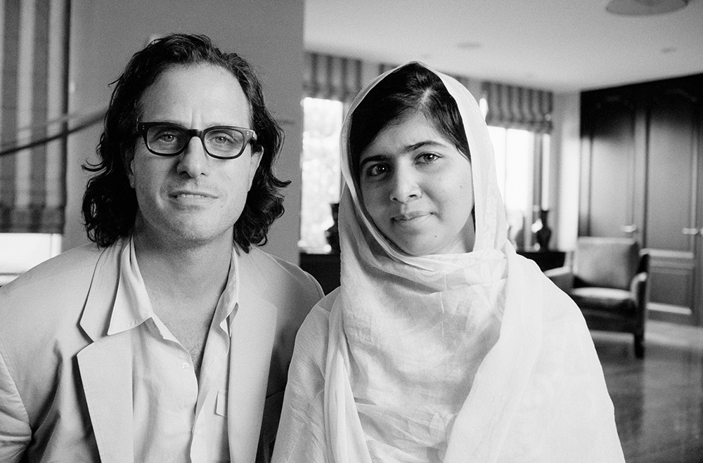 Davis Guggenheim and Malala Yousafzai on the set of 'He Named Me Malala.' Courtesy of Bob Richman © 2015 Twentieth Century Fox Film Corporation All Rights Reserved