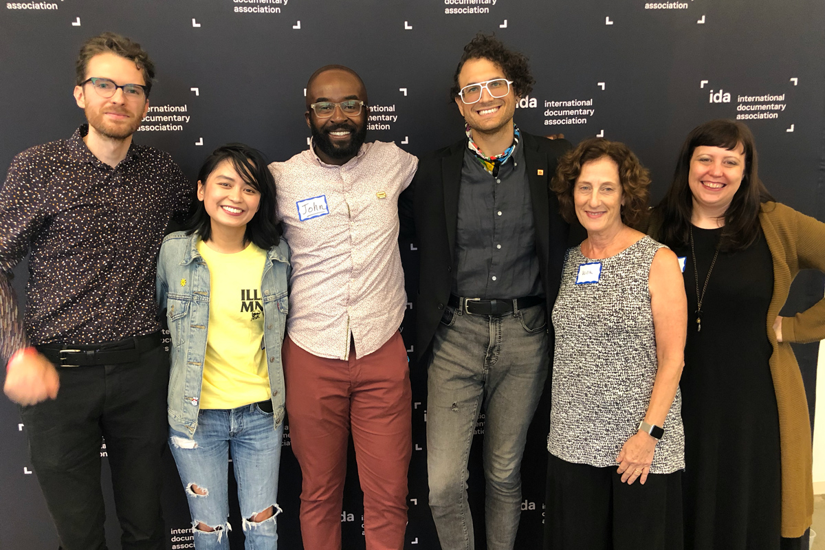 Some of the participants at Podcast Day, left to right: George Lavender, Wondery; Paola Mardo, 'Long Distance'; John Asante, Neon Hum Media; Sam Greenspan "99% Invisible" ; Willa Seidenberg, USC Annenberg School for Communication and Journalism; Ranell Shubert, IDA. photo: Niki Bhardwaj