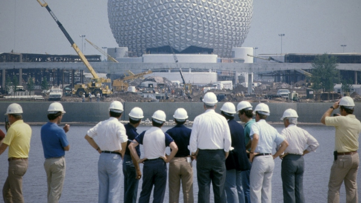 The Epcot Center, under construction. From Leslie Iwerks' 'The Imagineering Story.' Courtesy of Disney+