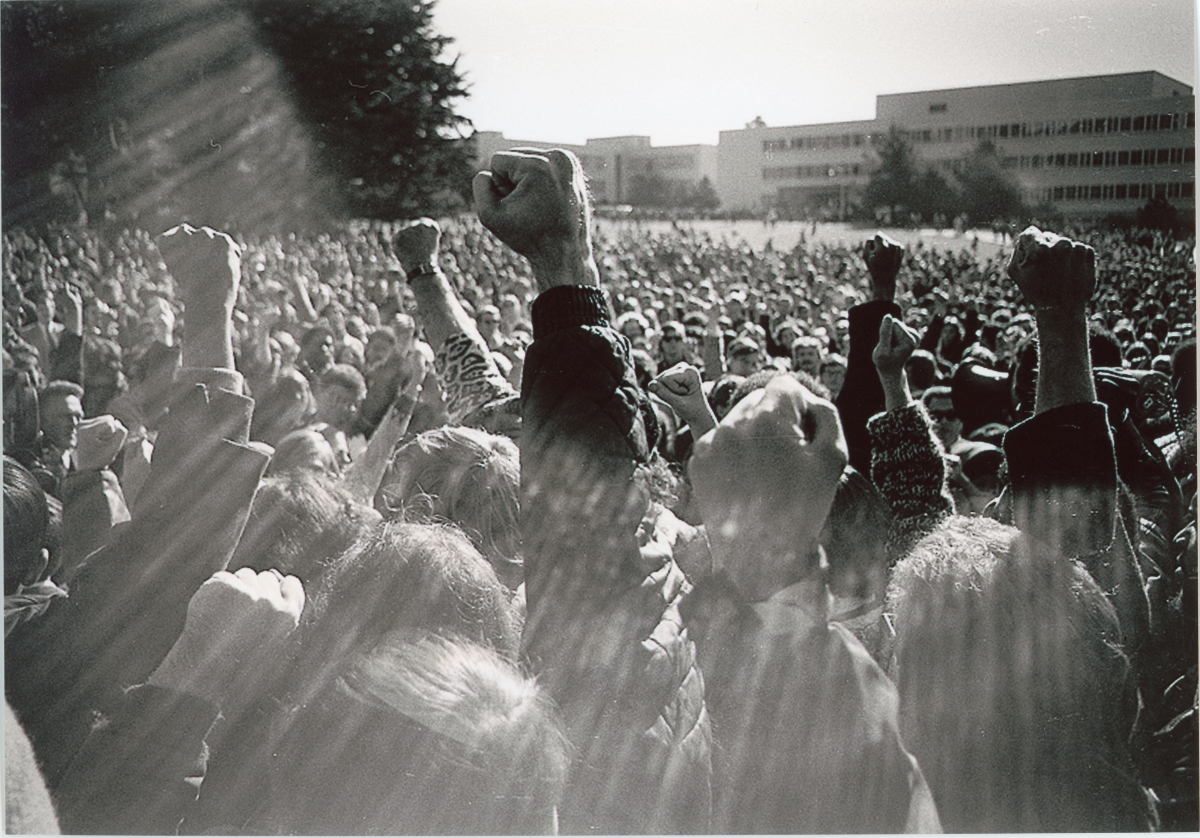 A protest with San Francisco State University in 1968. From Episode 3 of  'Asian Americans,' directed by S. Leo Chaing; series producer: Renee Tajima-Pena. Courtesy of PBS/WETA