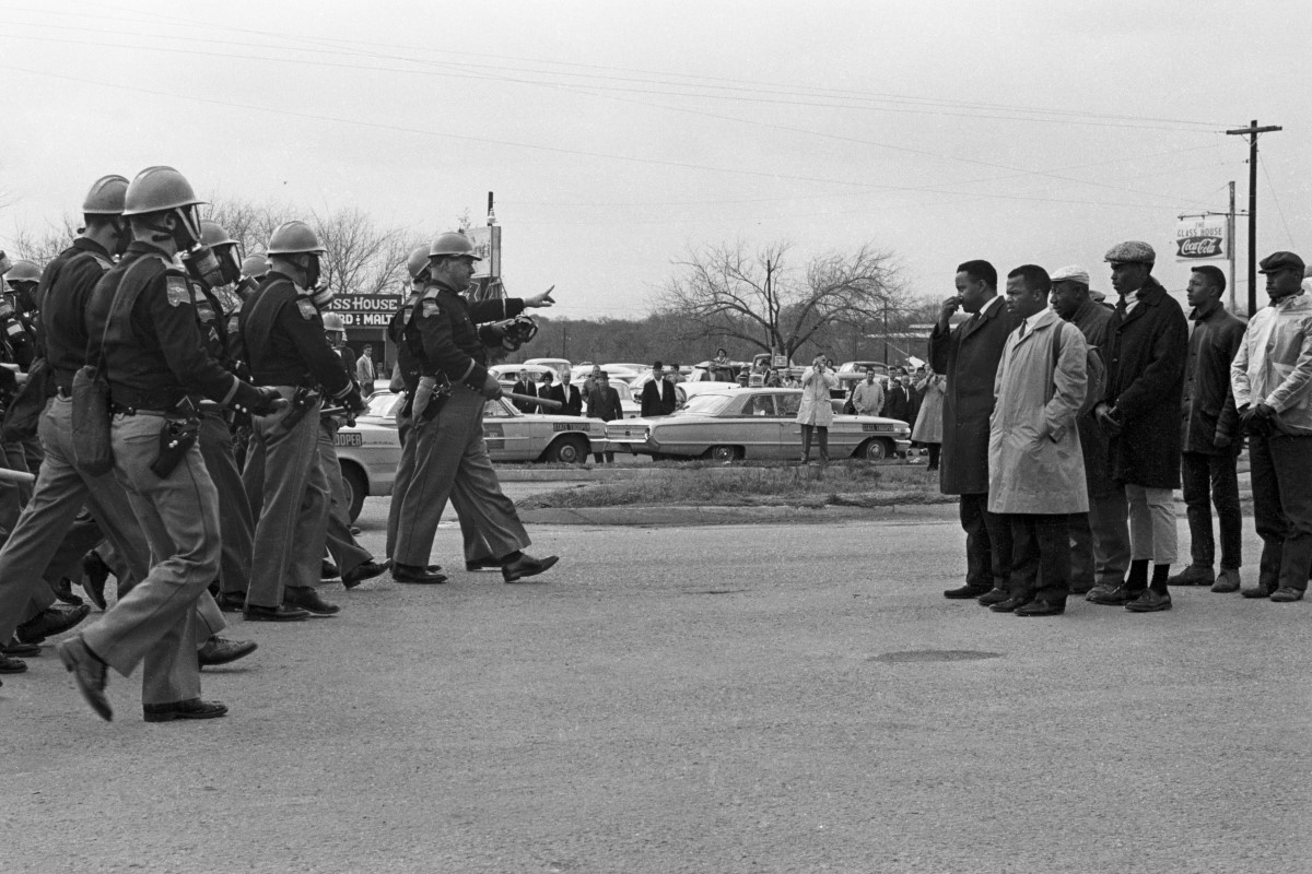 Protesters and police in Selma on Bloody Sunday. From Dawn Porter's 'John Lewis: Good Trouble,' a Magnolia Pictures release. © Spider Martin. Courtesy of Magnolia Pictures