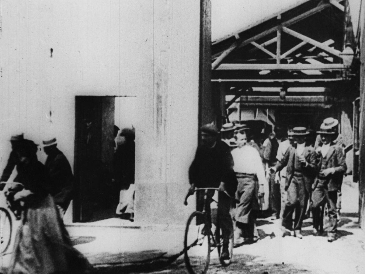 From the Lumiere Brothers' 'Workers Leaving the Lumiere Factory.'