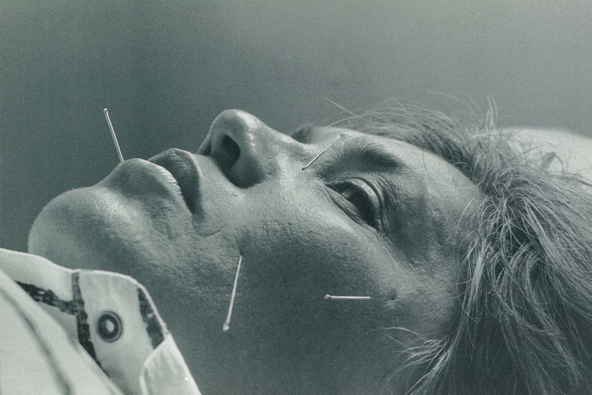 A women sleeps, acupuncture needles protrude form her face. From Lourdes Portillo’s 'The Devil Never Sleeps,' which won an IDA Award for Best Feature, in 1995. Photo: Emilio Mercado. Courtesy of Women Make Movies
