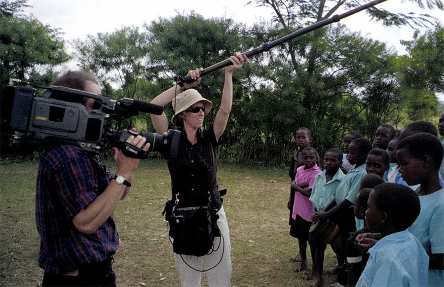 Nick Doob, cinematographer, and Rory Kennedy, producer/director shooting Pandemic: Facing AIDS in Uganda.