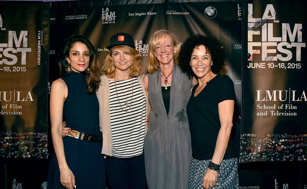 Los Angeles Film Festival programmer Roya Rastegar with Best Documentary Audience Award winners Natalie Johns ('I Am Thalente') and Lilibet Foster ('Be Here Now') and LA Film Fest director Stephanie Allain