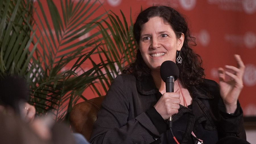 Filmmaker Laura Poitras participating in the "Bringing Truths to Light" panel at the Sundance Film Festival. Courtesy of Sundance Film Festival