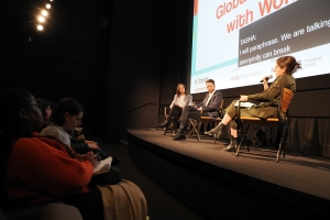 Photograph of the Wondery panel at the Hot Docs Podcast Festival Showcase.