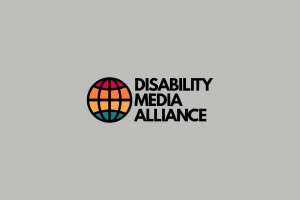 A globe with red, orange, yellow, and green stripes next to the text "Disability Media Alliance."