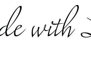 cursive writing of the phrase "Made with Love"