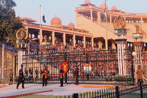 The Beating Retreat ceremony at the Wagah/Attari Border.