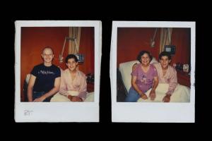 Two polaroid photos: one with protagonist Miguel and his partner, Robert. Another with his mother.  From Cecilia Aldorando’s ‘Memories of a Penitent Heart.’ Courtesy of the filmmaker.