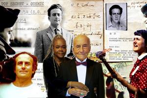 collage of filmmakers, musicians and notebook pages.