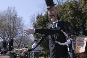 anti-socialist activists use large figuring of a socialists to push their rhetoric