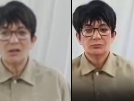 Side by side images of a white woman with short dark hair and glasses wearing a beige blouse; one blurrier than the one to the right