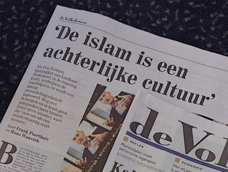 Shot of a Dutch newspaper on the ground