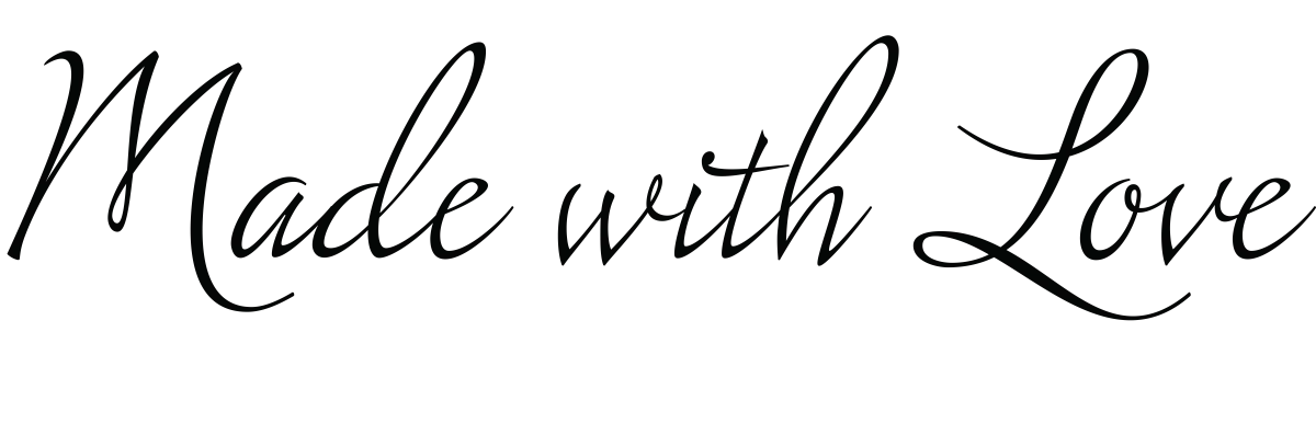 cursive writing of the phrase "Made with Love"