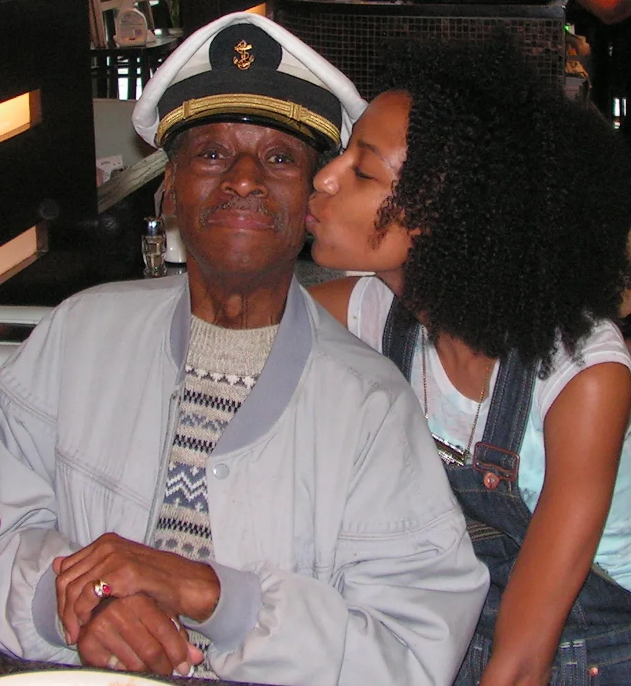 Chelsea Tafoya kisses her Great Grandfather, the GREAT Dr. Harold 'Stumpy' Cromer