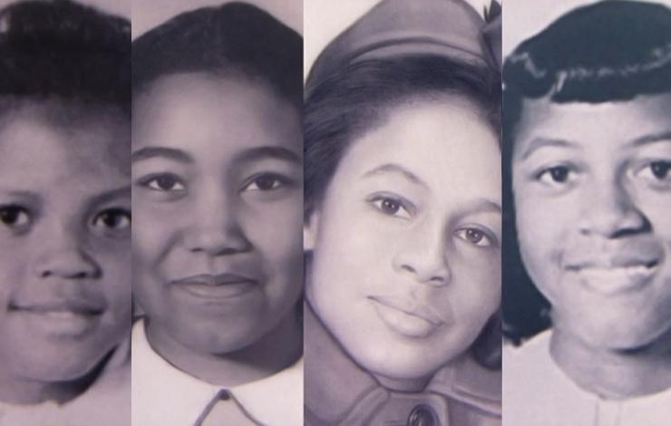 Four black-and-white headshots from '4 Little Girls.'