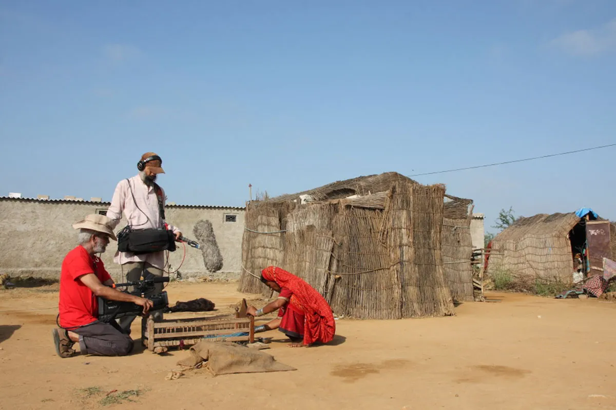 JP Jayasankar is an Indian male filmmaker photographed on the sets of his documentary, ‘So Heddan So Hoddan.’ Photo by Mangesh Gudekar