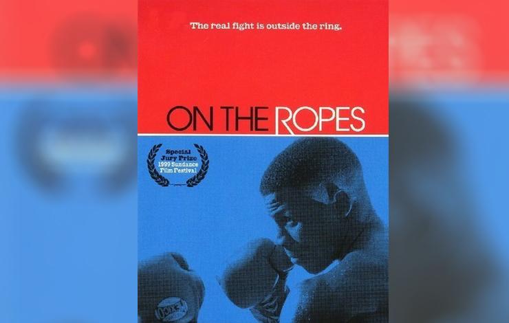 A red-and-blue movie poster from 'On the Ropes.'