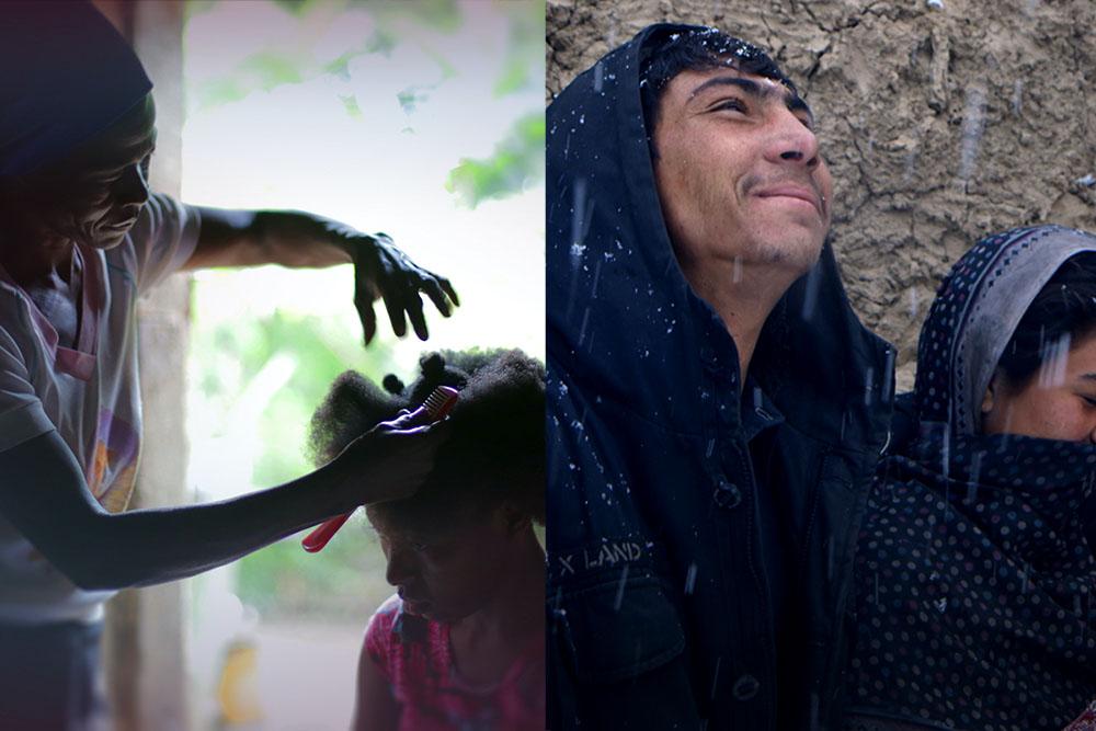A collage of stills from two IDA Grantee Shorts.