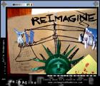 Lady liberty below the word "reimagine" 