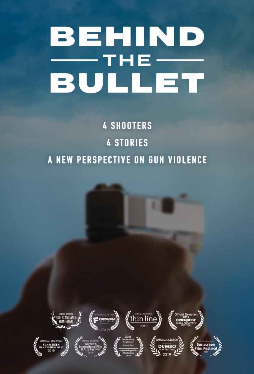 Poster of the project with a gun in the background.