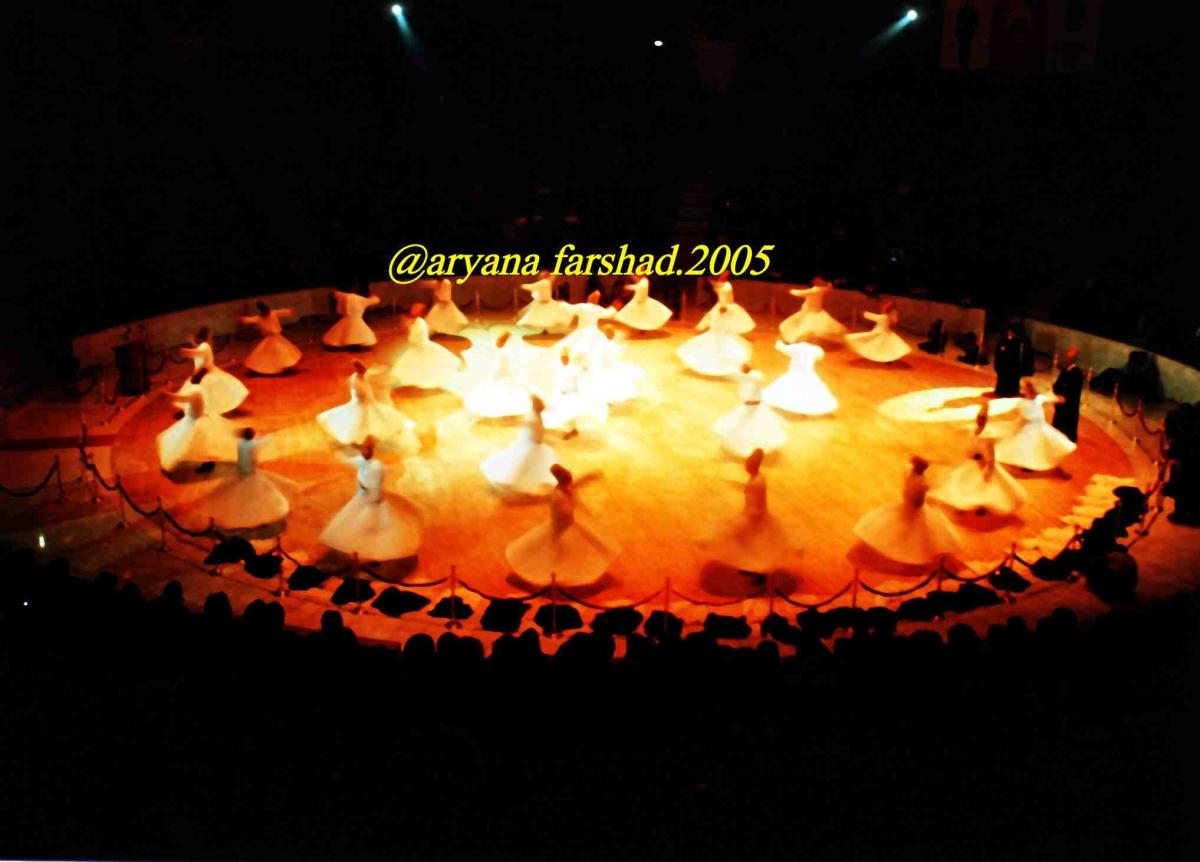 Persian mystics are dancing in a circular formation.