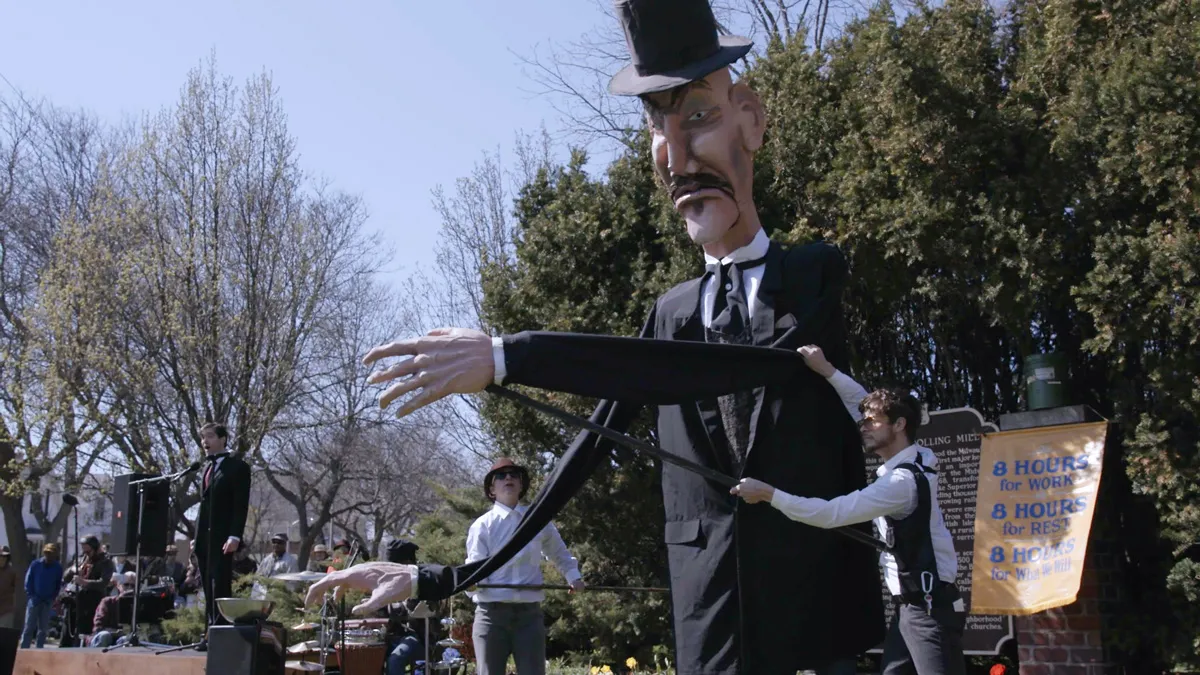 anti-socialist activists use large figuring of a socialists to push their rhetoric